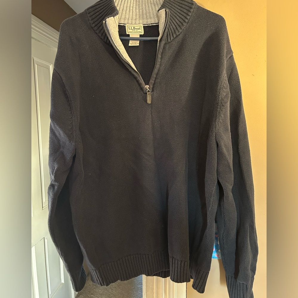 L.L. Bean Men's Navy Zip-Up Sweater